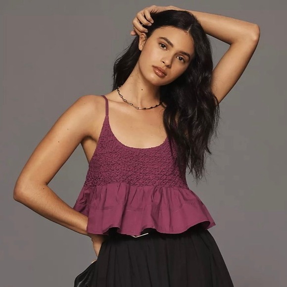 Anthropologie Smocked Swing‎ Tank Top Sleeveless Ruffle Size XL - Picture 2 of 11